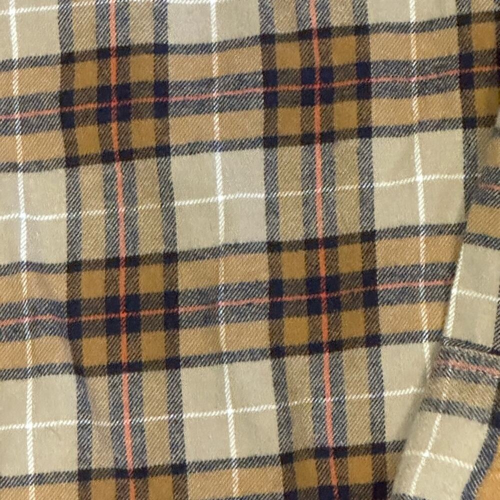 Eddie Bauer Tan Plaid  Mens Large Cotton Flannel Long Sleeve Shirt - Picture 6 of 6